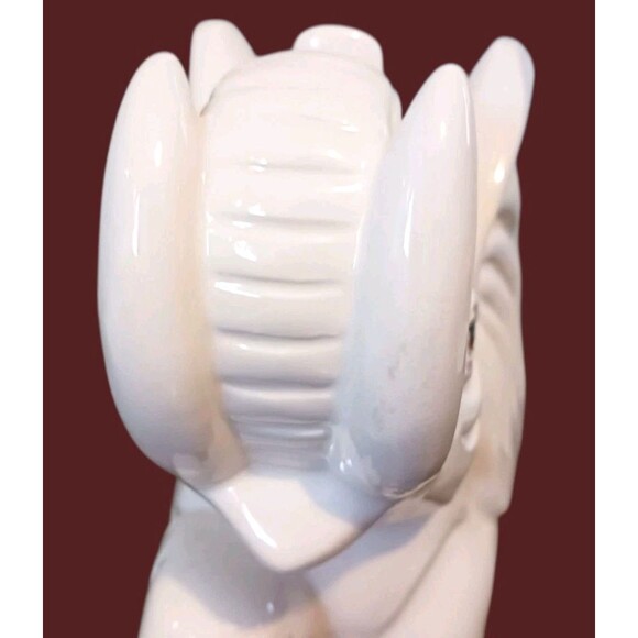 VTG Large Ceramic White Elephant Figurine Trunk Up Good Luck Hand Painted Japan - Picture 5 of 7